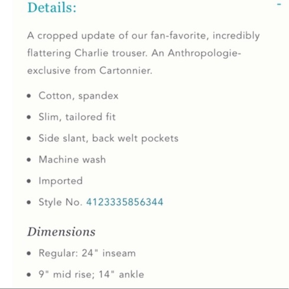 Anthropologie Cartonnier Charlie Trouser VGUC - Picture 7 of 7